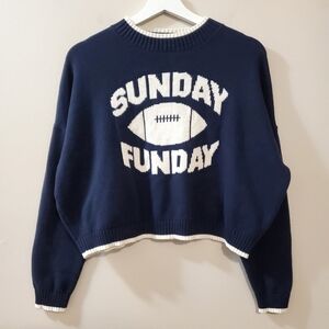 Jessica Simpson Navy Blue 'Sunday Funday' Football Sweater - Size S